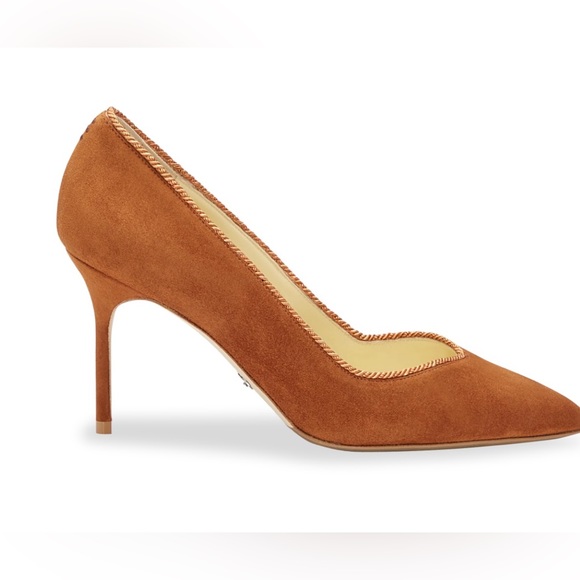 SARAH FLINT Perfect Pump 85 Cognac Twist Suede NEVER WORN